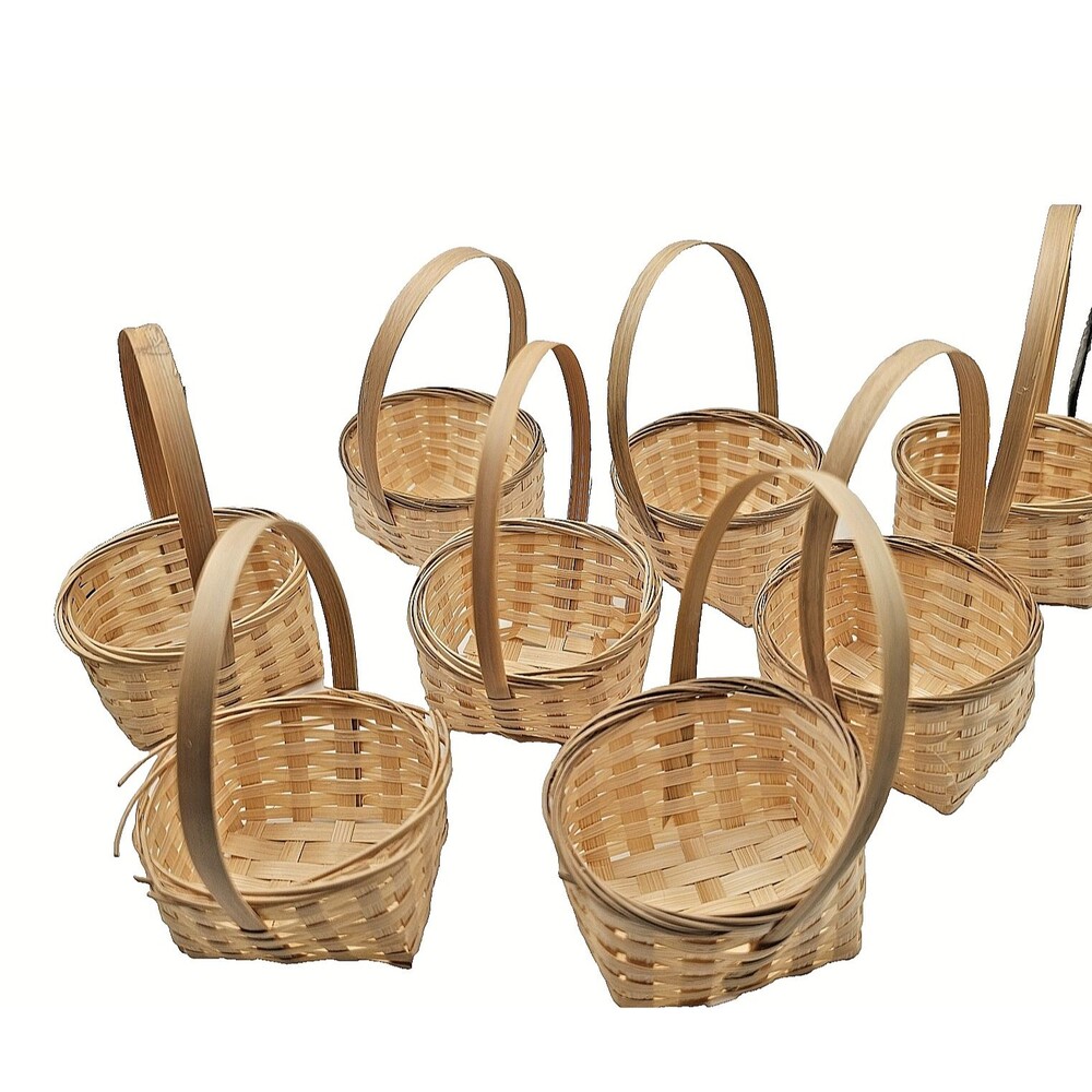9 Mini Craft Woven Baskets With Handles Perfect for Many Crafts